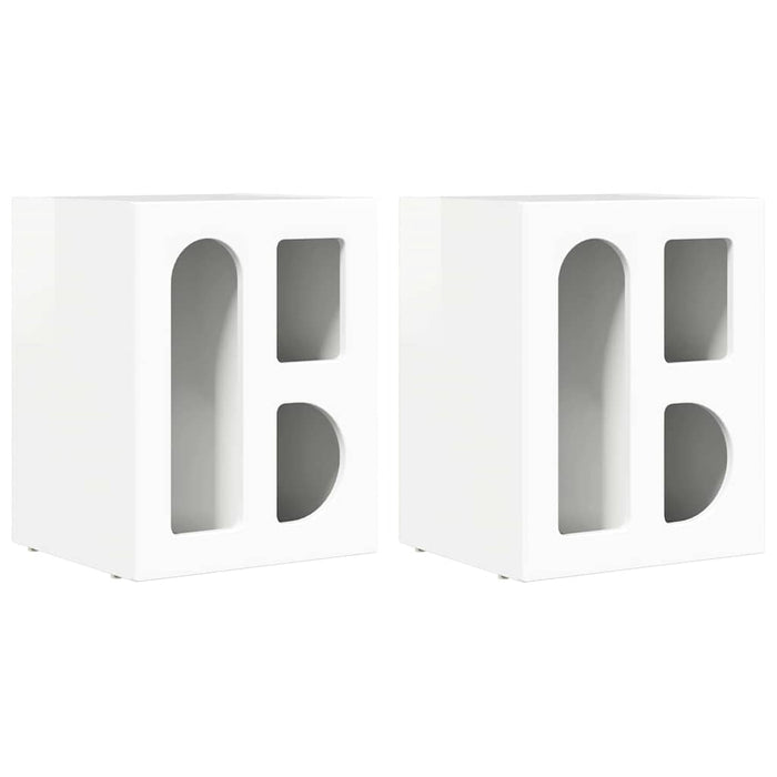 Noptieră 2 pcs Alb lucios 40 x 35 x 50 cm Lemn compozit - WALTI WALTI