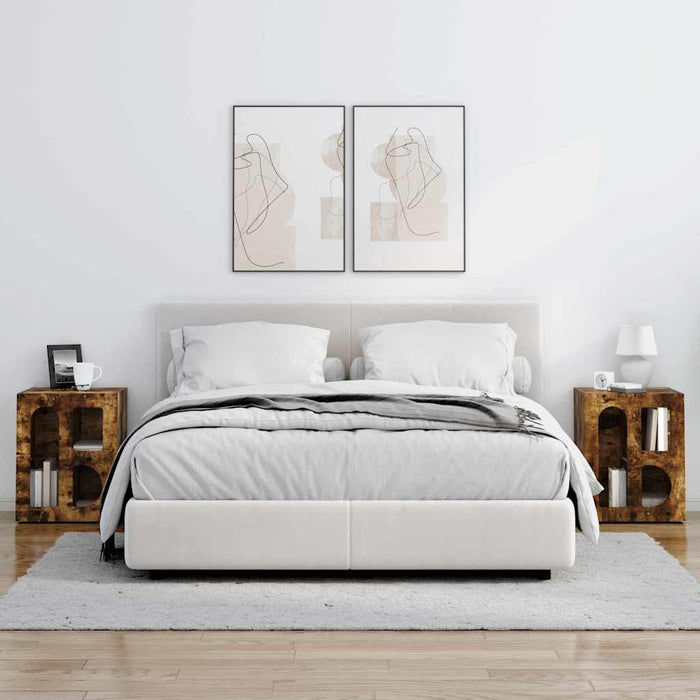 Noptieră 2 pcs Stejar fumuriu 40 x 35 x 50 cm Lemn compozit - WALTI WALTI