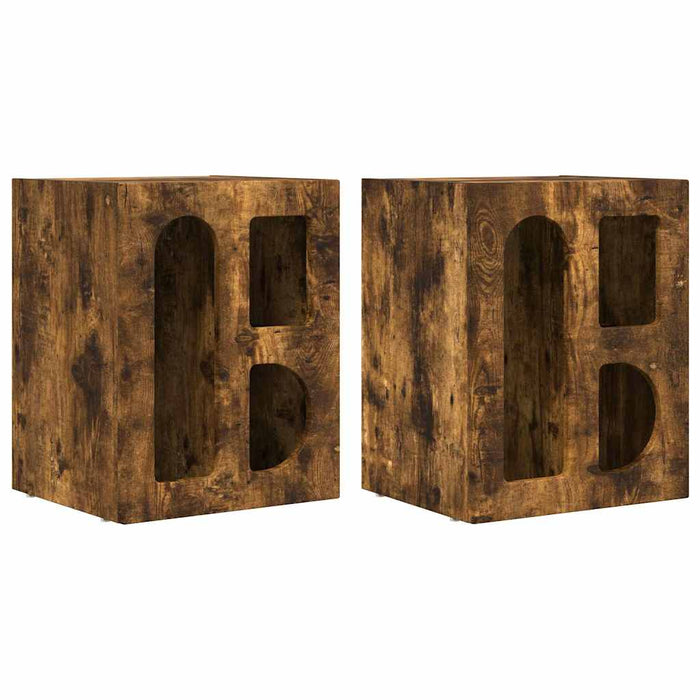 Noptieră 2 pcs Stejar fumuriu 40 x 35 x 50 cm Lemn compozit - WALTI WALTI