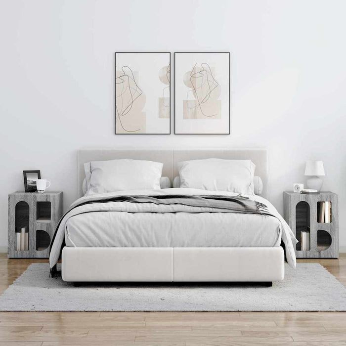 Noptieră 2 pcs Gri Sonoma 40 x 35 x 50 cm Lemn compozit - WALTI WALTI
