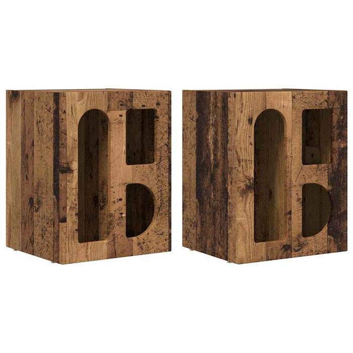 Noptieră 2 pcs Lemn vechi 40 x 35 x 50 cm Lemn compozit - WALTI WALTI