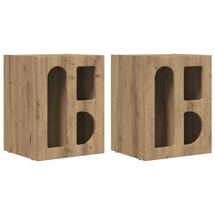Noptieră 2 pcs Stejar Artizanal 40 x 35 x 50 cm Lemn compozit - WALTI WALTI