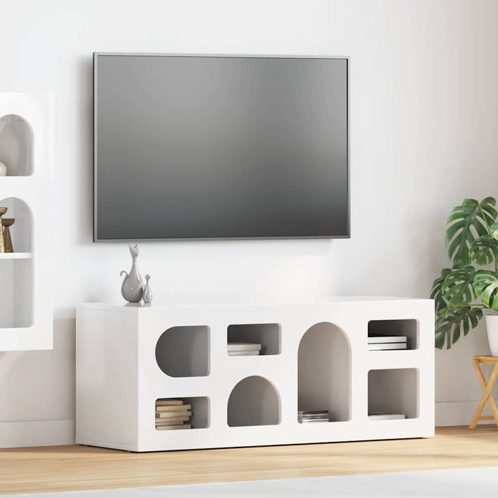 Cabinet TV Alb lucios 100 x 35 x 40 cm Lemn compozit - WALTI WALTI