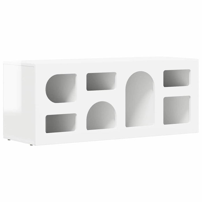 Cabinet TV Alb lucios 100 x 35 x 40 cm Lemn compozit - WALTI WALTI