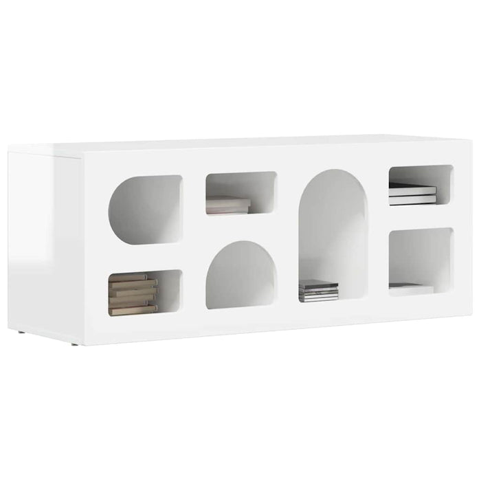 Cabinet TV Alb lucios 100 x 35 x 40 cm Lemn compozit - WALTI WALTI