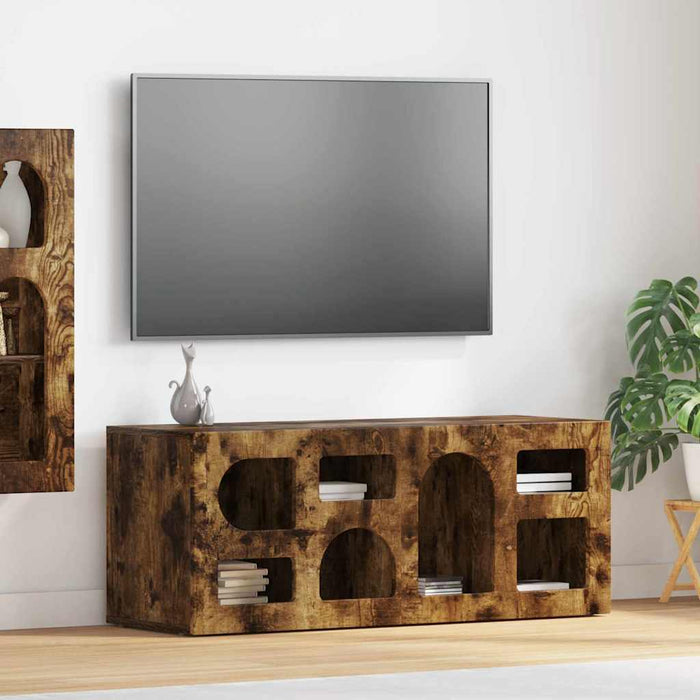 Cabinet TV Stejar fumuriu 100 x 35 x 40 cm Lemn compozit - WALTI WALTI