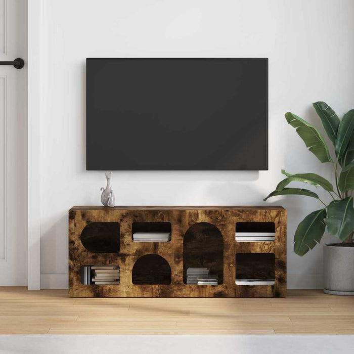 Cabinet TV Stejar fumuriu 100 x 35 x 40 cm Lemn compozit - WALTI WALTI