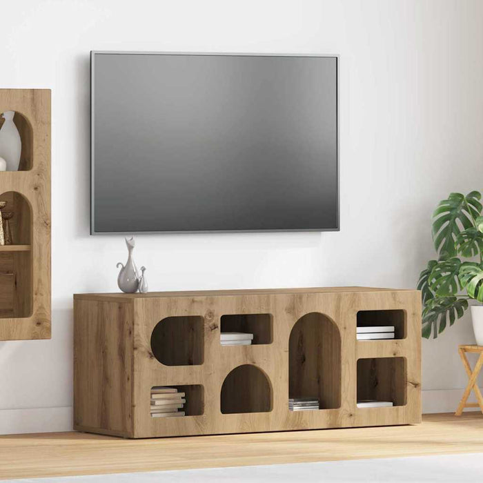Cabinet TV Stejar Artizanal 100 x 35 x 40 cm Lemn compozit - WALTI WALTI