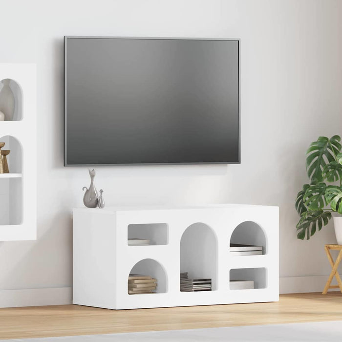 Cabinet TV Alb lucios 80 x 35 x 40 cm Lemn compozit - WALTI WALTI