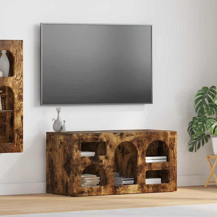 Cabinet TV Stejar fumuriu 80 x 35 x 40 cm Lemn compozit - WALTI WALTI