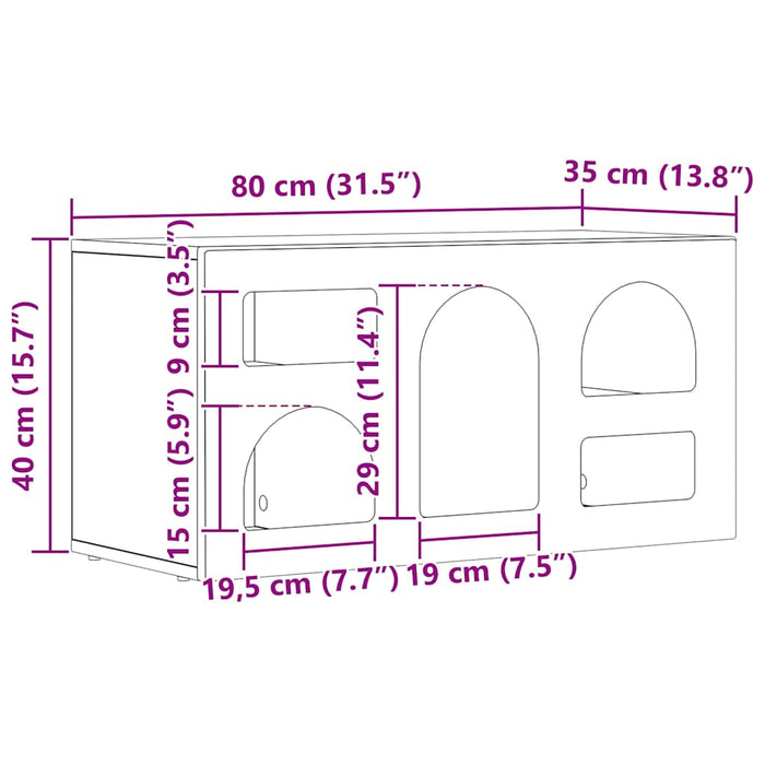 Cabinet TV Stejar fumuriu 80 x 35 x 40 cm Lemn compozit - WALTI WALTI