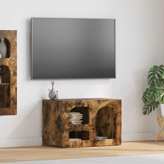 Cabinet TV Stejar fumuriu 60 x 35 x 40 cm Lemn compozit - WALTI WALTI