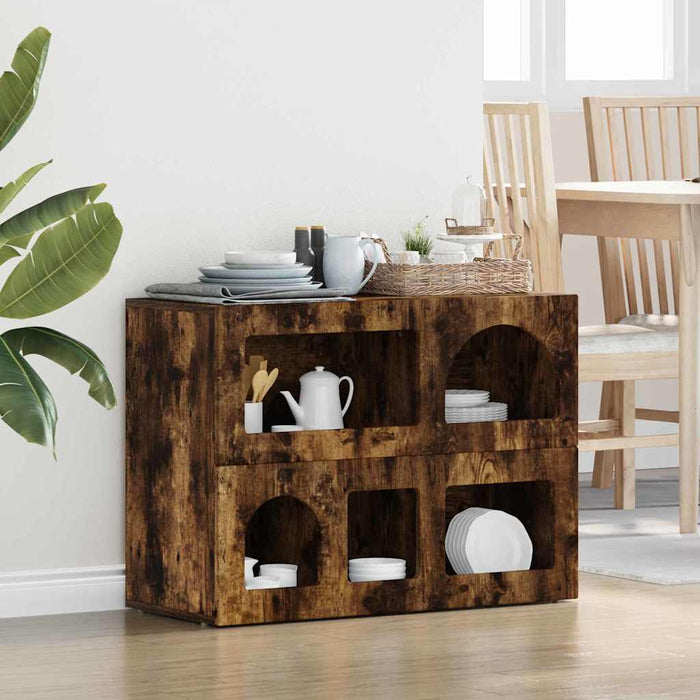 Bufet Stejar fumuriu 80.5 x 35 x 59 cm Lemn compozit - WALTI WALTI