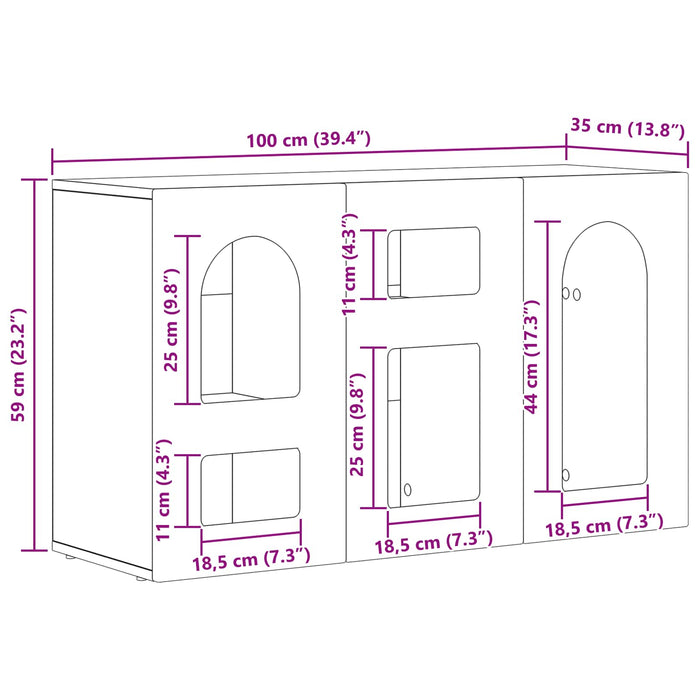 Bufet Stejar fumuriu 100 x 35 x 59 cm Lemn compozit - WALTI WALTI