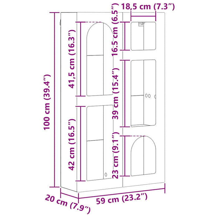 Dulap suspendat cu raft Negru 59 x 20 x 100 cm Lemn compozit - WALTI WALTI