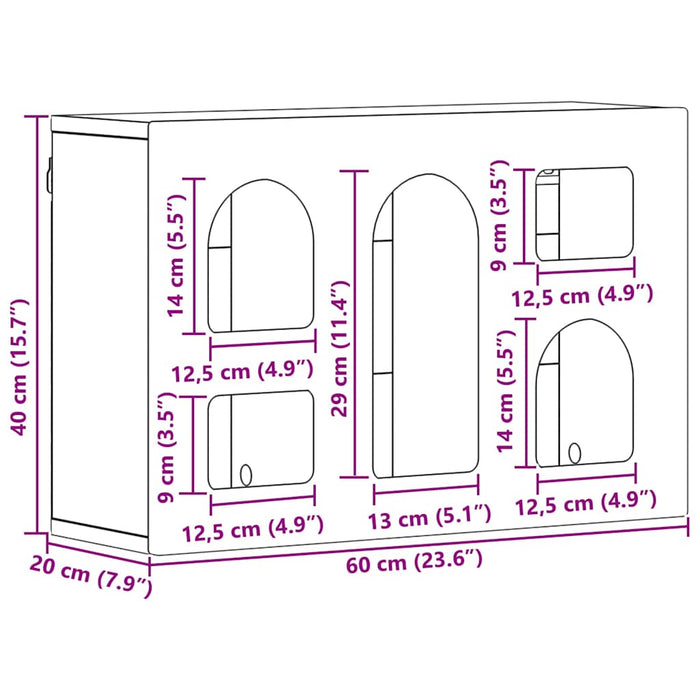 Dulap suspendat Stejar fumuriu 60 x 20 x 40 cm Lemn compozit - WALTI WALTI