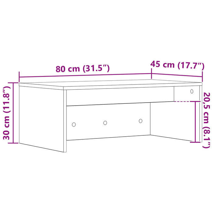 Birou montat pe perete Gri Sonoma 80 x 45 x 30 cm Lemn compozit - WALTI WALTI