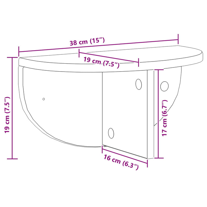 Raft de perete Pe perete Alb 38 x 19 x 19 cm Lemn compozit - WALTI WALTI