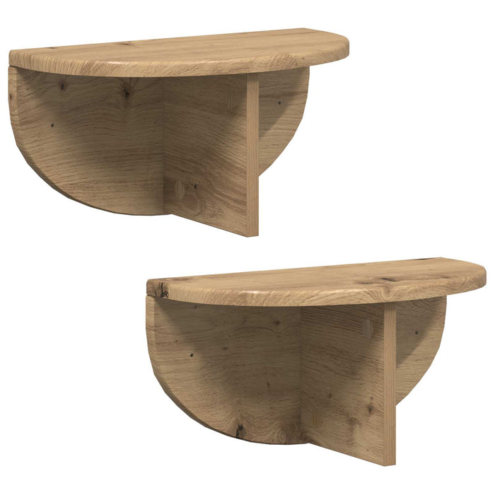 Raft de perete Pe perete 2 pcs Stejar Artizanal 38 x 19 x 19 cm - WALTI WALTI