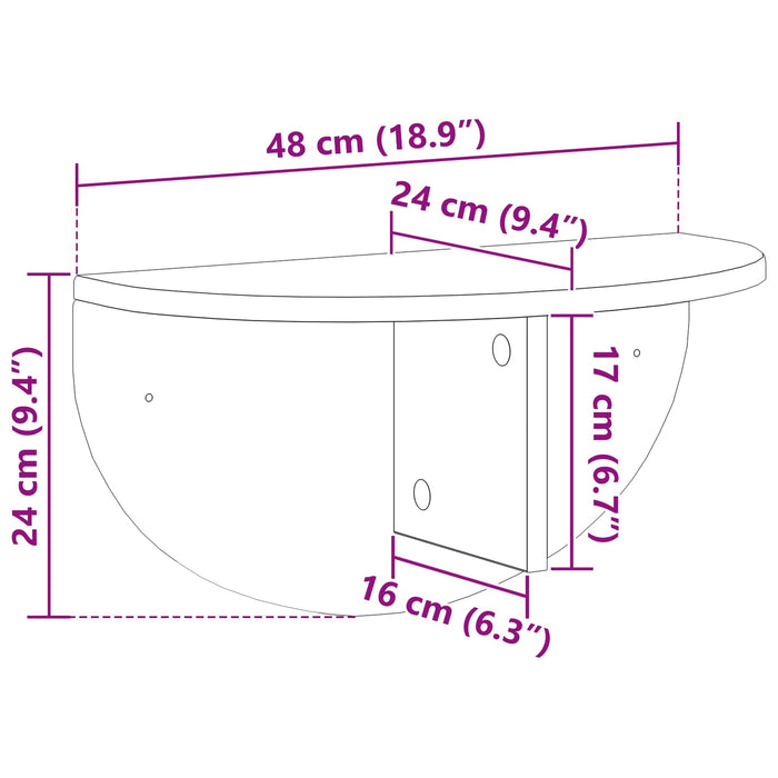 Raft de perete Gri din beton 38 x 19 x 19 cm Lemn compozit - WALTI WALTI