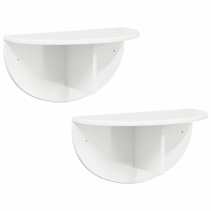 Raft de perete 2 pcs Alb lucios 38 x 19 x 19 cm Lemn compozit - WALTI WALTI