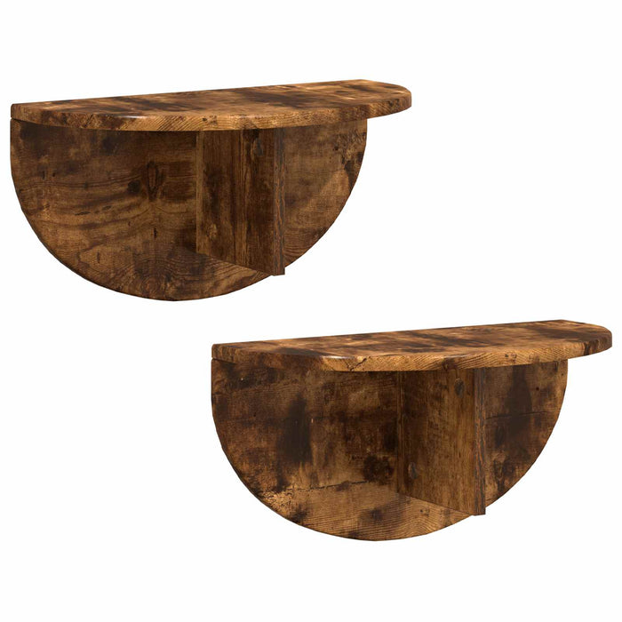 Raft de perete Pe perete 2 pcs Stejar fumuriu 38 x 19 x 19 cm - WALTI WALTI