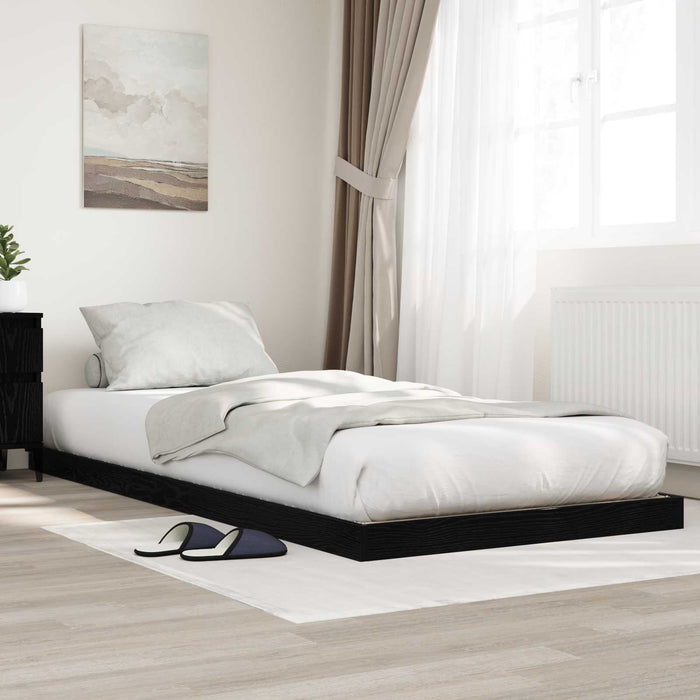 Cadru de pat de podea Stejar Negru 75 x 190 cm Lemn compozit - WALTI WALTI