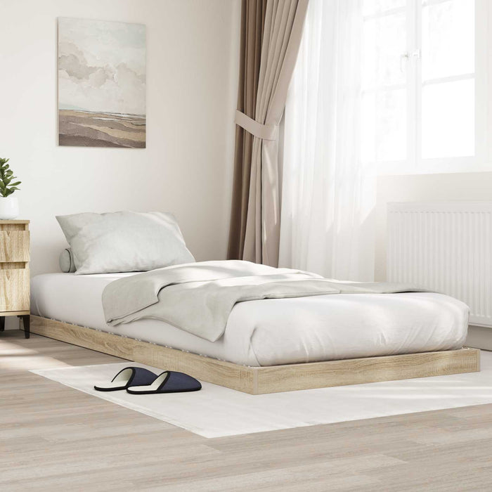 Cadru de pat de podea Stejar Sonoma 90 x 200 cm Lemn prelucrat WALTI