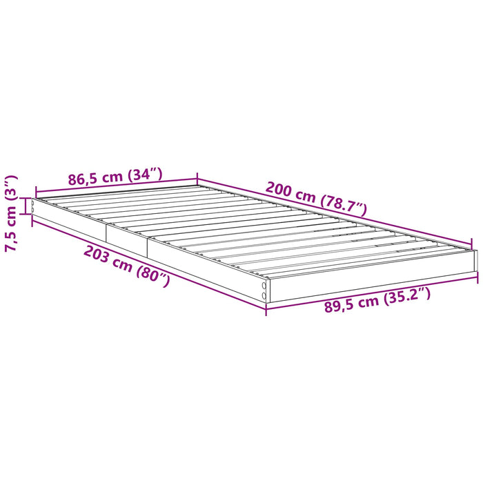Cadru de pat de podea Stejar Sonoma 90 x 200 cm Lemn prelucrat WALTI
