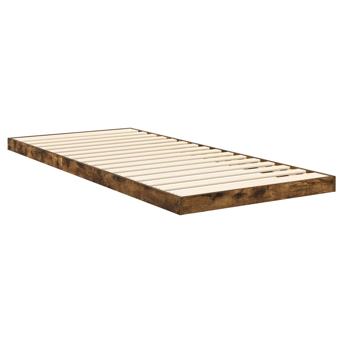 Cadru de pat de podea Stejar fumuriu 100 x 200 cm Lemn compozit - WALTI WALTI