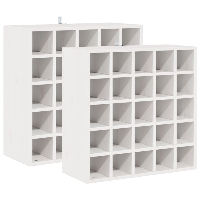 Raft pentru vin 2 pcs Alb 56 x 25 x 56 cm Lemn de pin masiv - WALTI WALTI