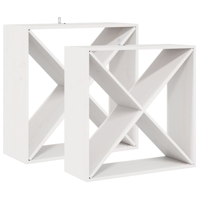 Raft pentru vin 2 pcs Alb 62 x 25 x 62 cm Lemn de pin masiv - WALTI WALTI