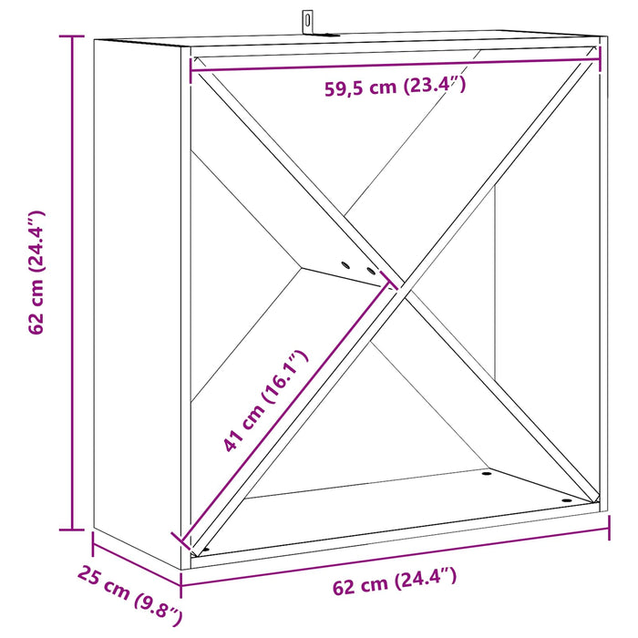 Raft pentru vin 2 pcs Alb 62 x 25 x 62 cm Lemn de pin masiv - WALTI WALTI