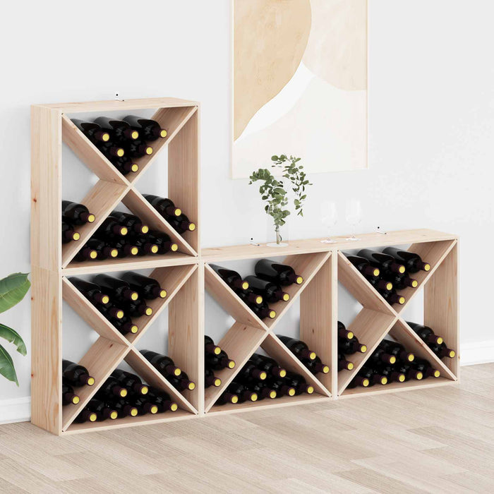 Raft pentru vin 4 pcs natural 62 x 25 x 62 cm Lemn de pin masiv - WALTI WALTI
