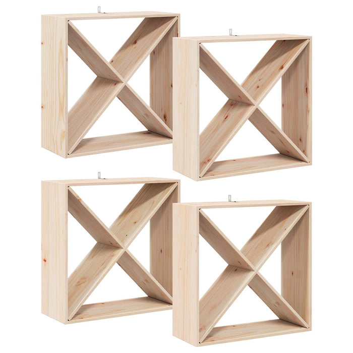 Raft pentru vin 4 pcs natural 62 x 25 x 62 cm Lemn de pin masiv - WALTI WALTI