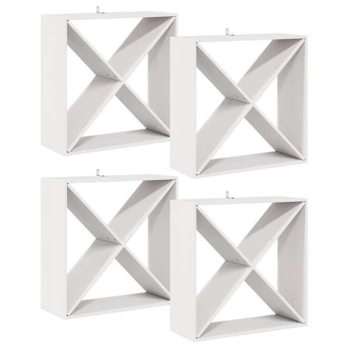 Raft pentru vin 4 pcs Alb 62 x 25 x 62 cm Lemn de pin masiv - WALTI WALTI