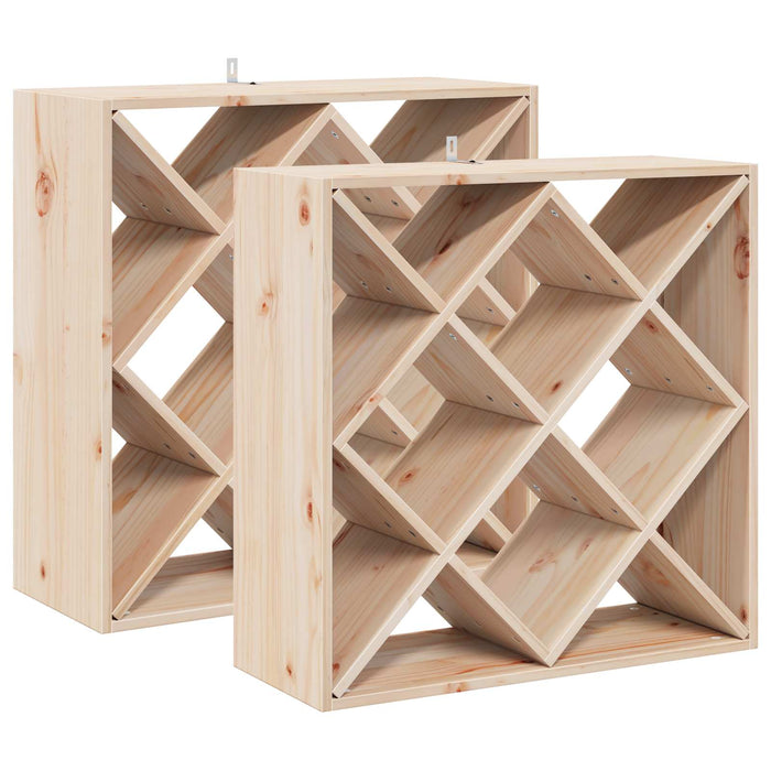 Raft pentru vin 2 pcs natural 62 x 25 x 62 cm Lemn de pin masiv - WALTI WALTI