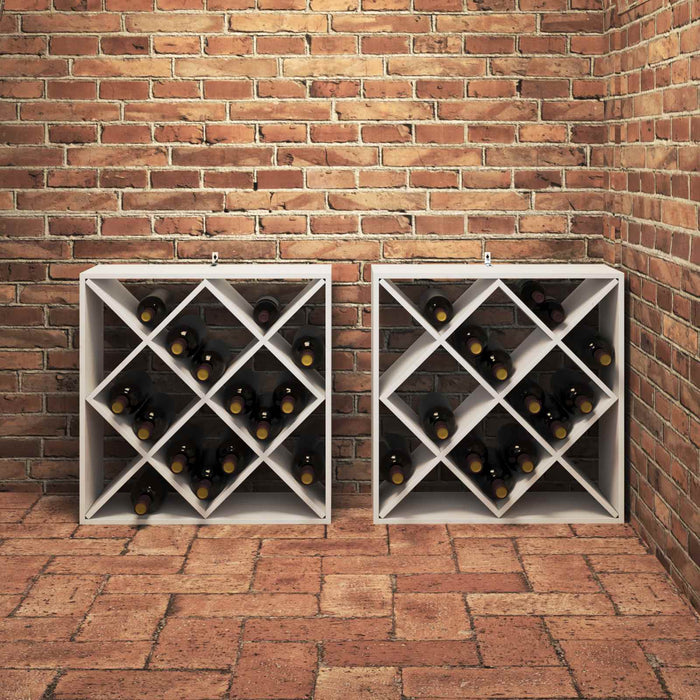 Raft pentru vin 2 pcs Alb 62 x 25 x 62 cm Lemn de pin masiv - WALTI WALTI