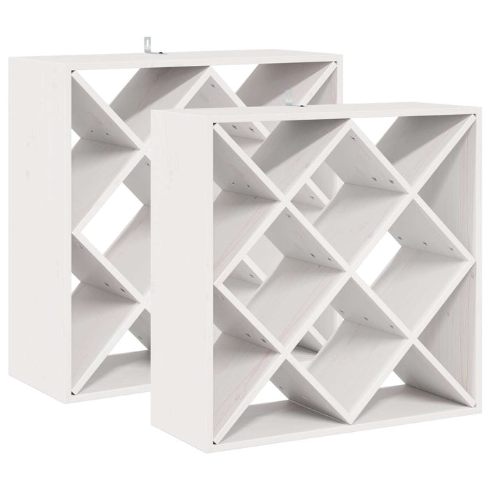 Raft pentru vin 2 pcs Alb 62 x 25 x 62 cm Lemn de pin masiv - WALTI WALTI