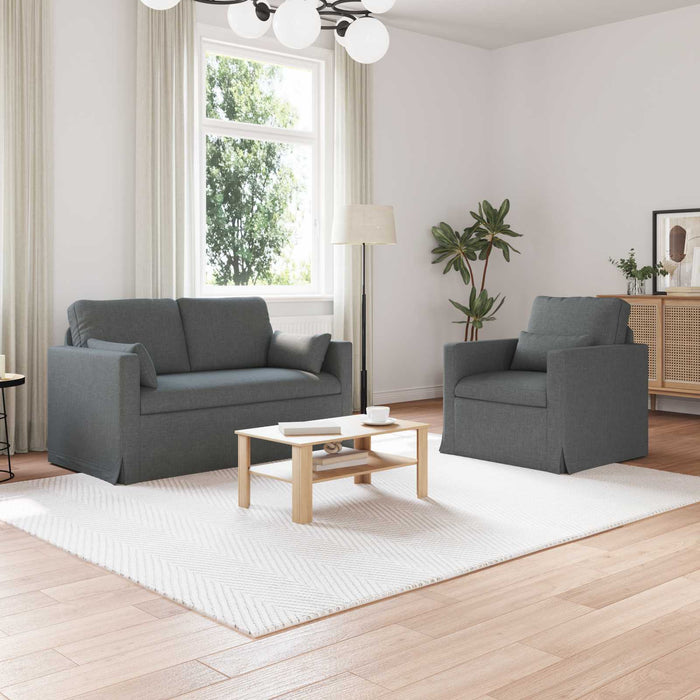 Set de canapea 2 pcs Gri închis 139 x 78 x 80 cm țesătură - WALTI WALTI