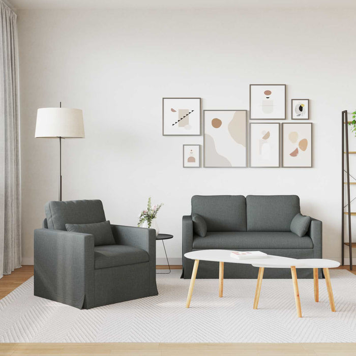Set de canapea 2 pcs Gri închis 139 x 78 x 80 cm țesătură - WALTI WALTI