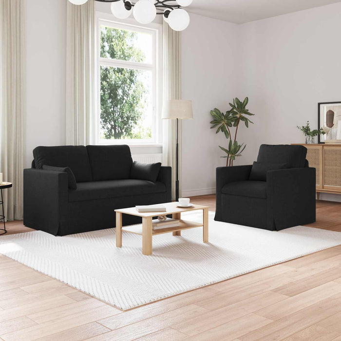 Set de canapea 2 pcs Negru 139 x 78 x 80 cm țesătură - WALTI WALTI