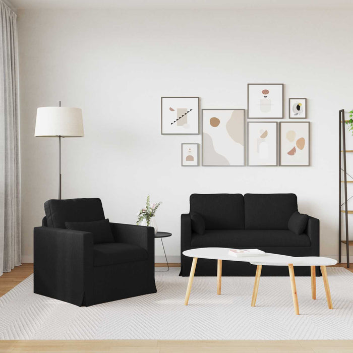 Set de canapea 2 pcs Negru 139 x 78 x 80 cm țesătură - WALTI WALTI
