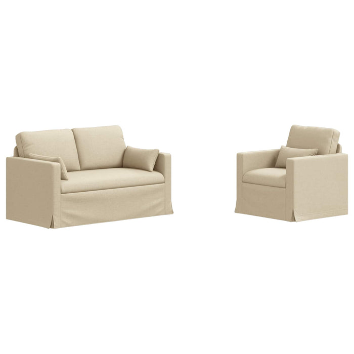 Set de canapea 2 pcs Crem 139 x 78 x 80 cm țesătură - WALTI WALTI