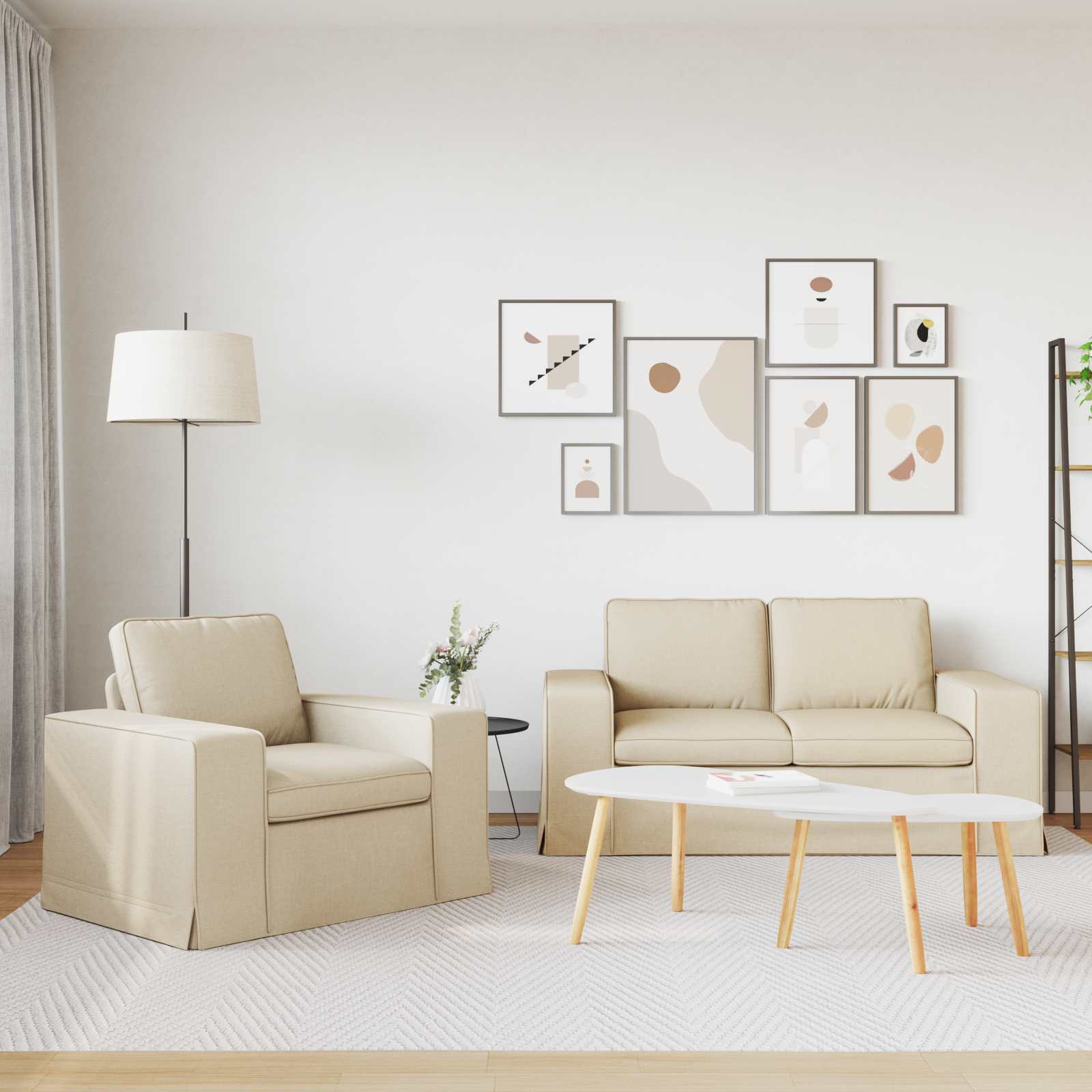 Canapea 2 pcs Crem Metal - WALTI