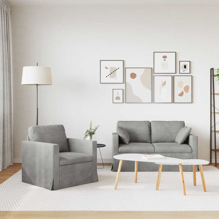 Set de canapea 2 pcs Gri deschis 138 x 78 x 80 cm Catifea - WALTI WALTI