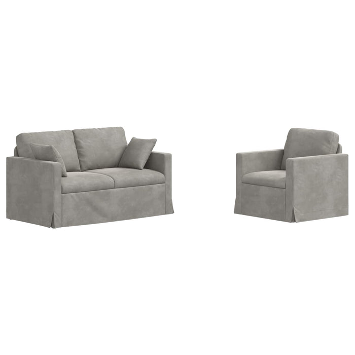 Set de canapea 2 pcs Gri deschis 138 x 78 x 80 cm Catifea - WALTI WALTI