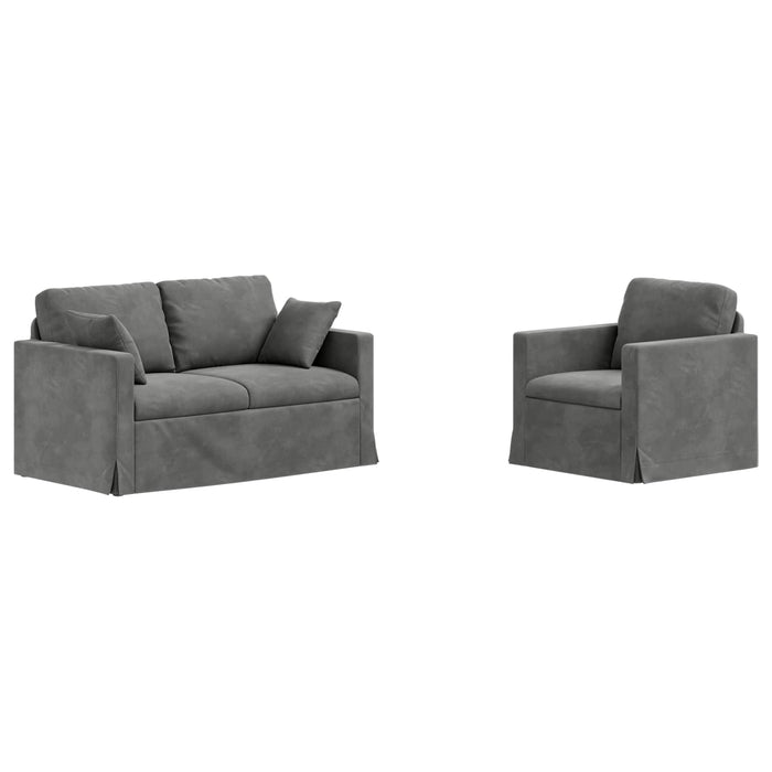 Set de canapea 2 pcs Gri închis 138 x 78 x 80 cm Catifea - WALTI WALTI
