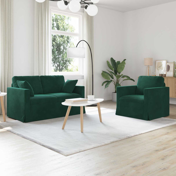 Set de canapea 2 pcs Verde închis 138 x 78 x 80 cm Catifea - WALTI WALTI