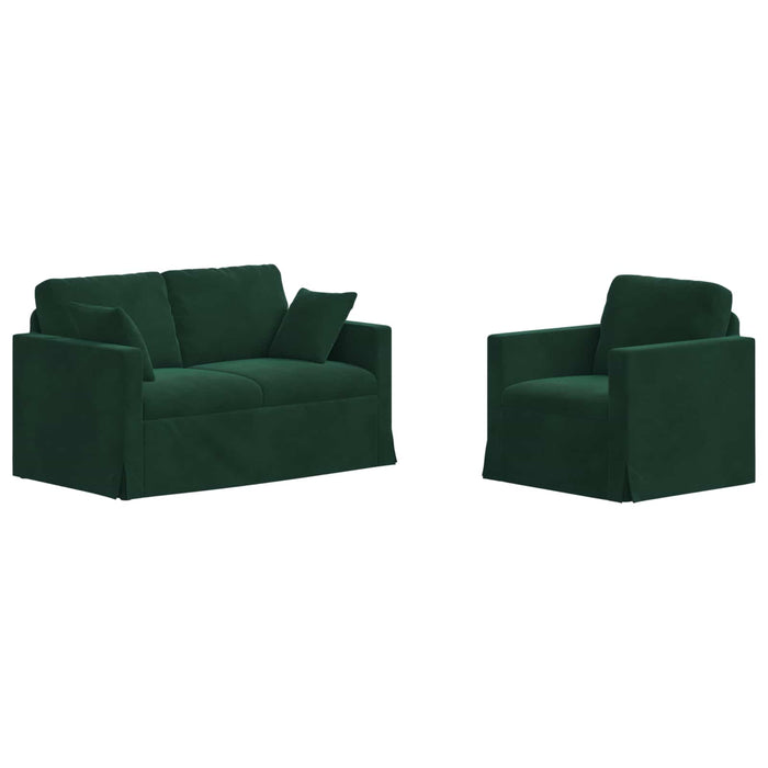 Set de canapea 2 pcs Verde închis 138 x 78 x 80 cm Catifea - WALTI WALTI